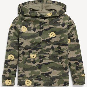 Camo Smiley Long-Sleeve Graphic Pullover Hoodie for Boys Size Small